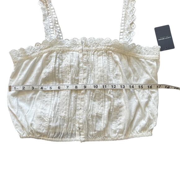 Lucky Brand Women's Mixed Media Pleated Bubble Tank Top White Size Small - Picture 12 of 13